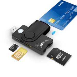 USB Smart Card Reader – SD, TF, SIM, CAC, DOD, MicroSD, ID & Bank Card Adapter