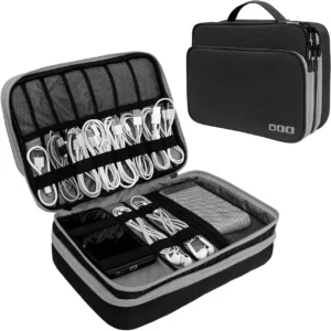 Three-Layer Electronics Accessories Organizer - Travel Tech Pouch 30x23x10 cm